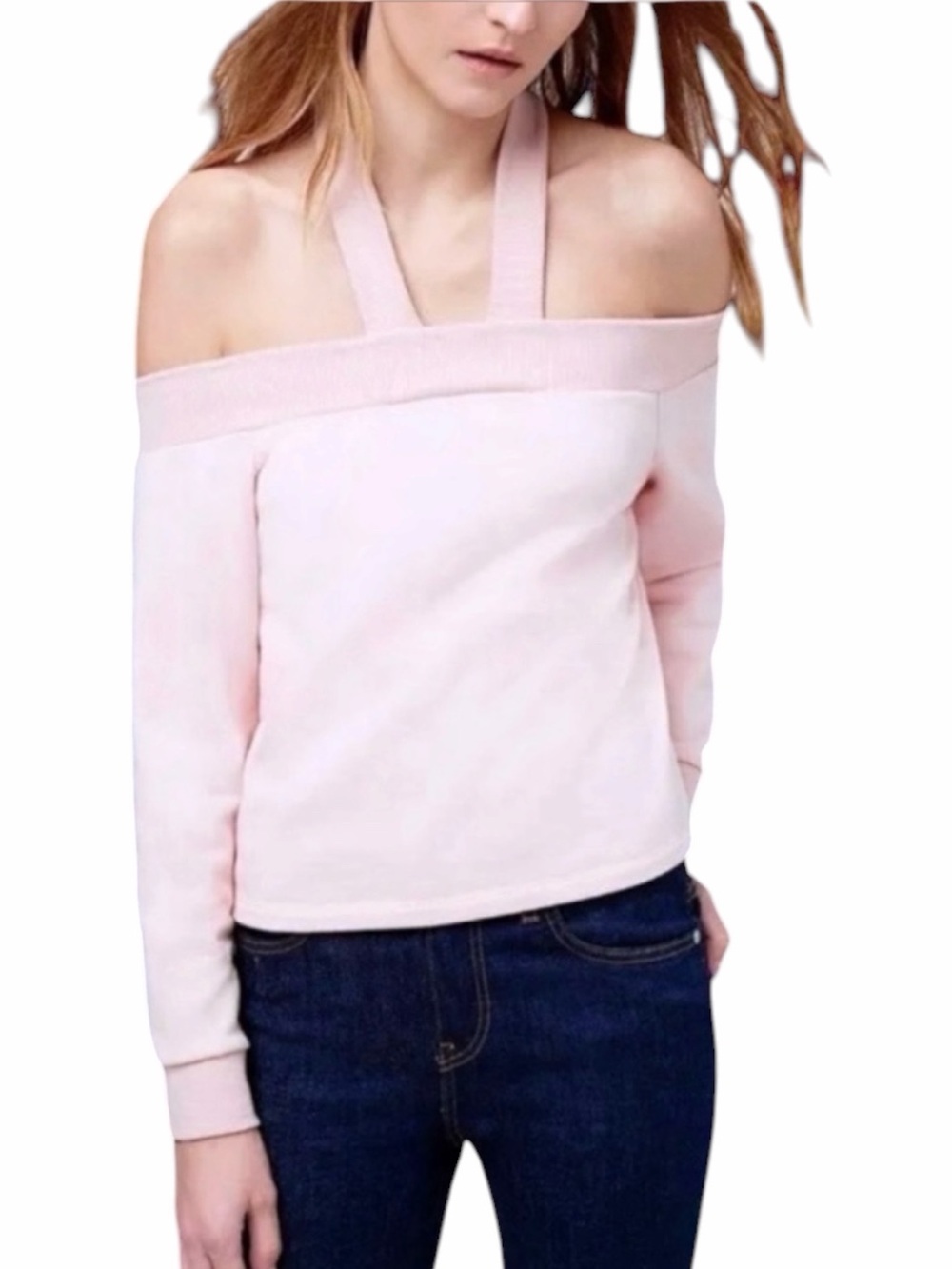 Rebecca Minkoff NWT Women’s Long Sleeve Demi Sweatshirt In Soft Pink. Size Large